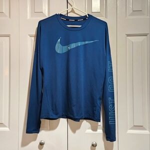 Nike Just Do It Longsleeve Blue Activewear Running Top Size Small